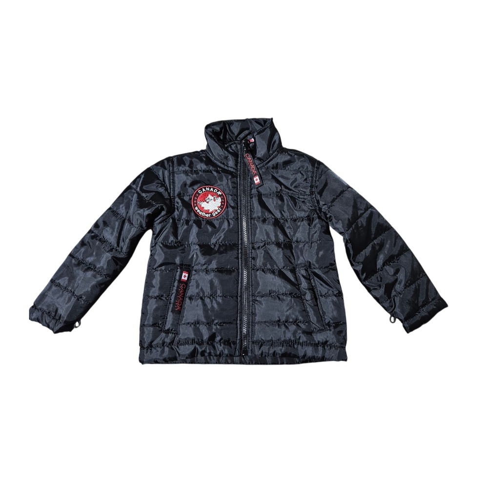 Canada Weather Jacket Goose Kids Size 4 Black Full Zip Winter Coat Puffer Child